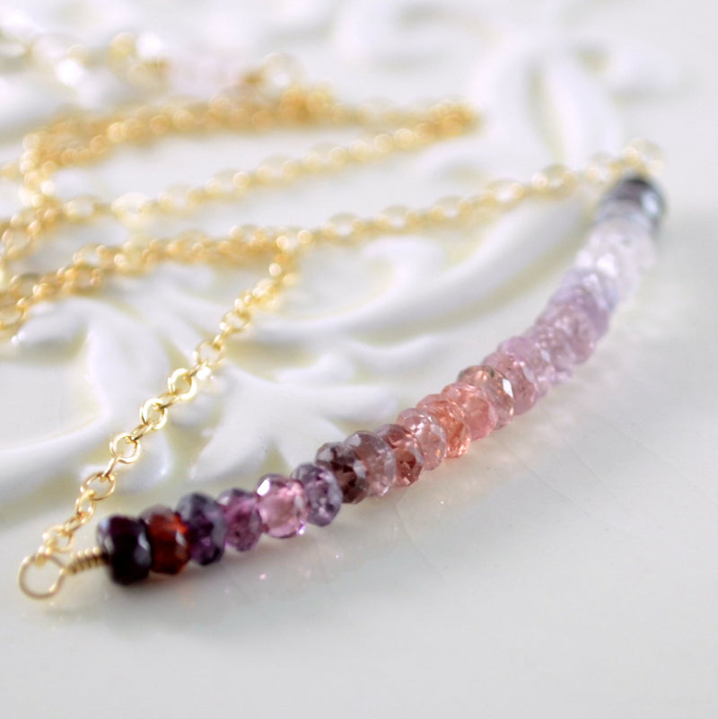 Gemstone Necklace with Genuine Multicolor Spinel