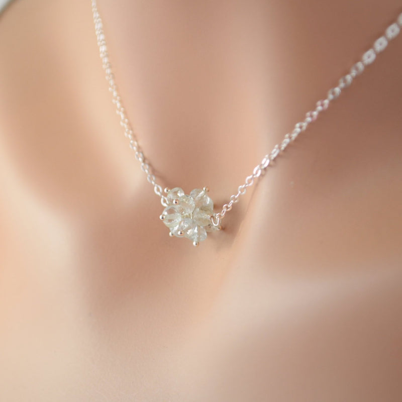 Aquamarine Necklace with Gemstone Cluster