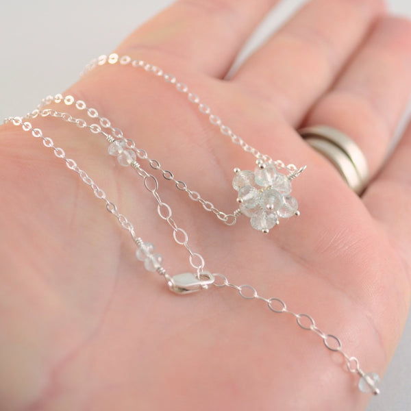 Aquamarine Necklace with Gemstone Cluster