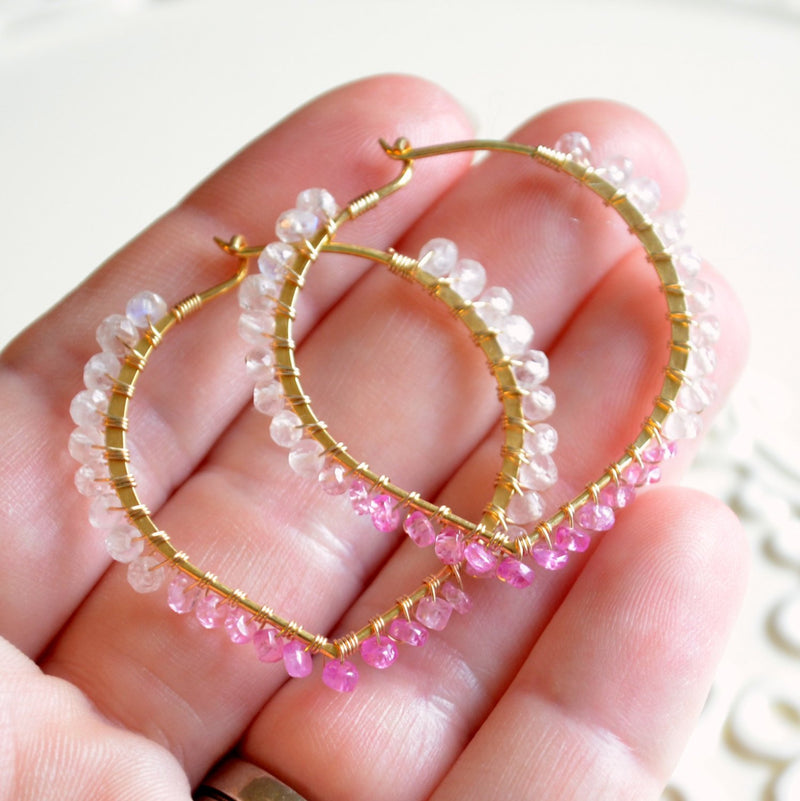 Shaded Ruby Earrings, Gemstone Hoops