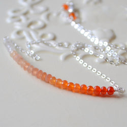 Orange Carnelian Necklace with Peach Moonstone and Crystal Quartz