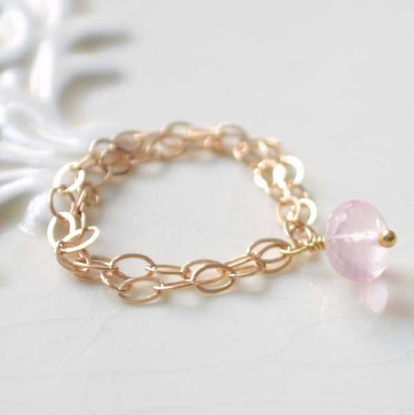 Rose Quartz Ring, Pale Baby Pink Gemstone