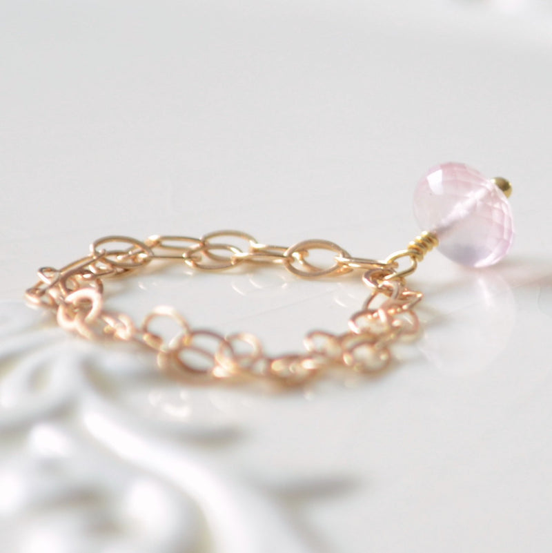 Rose Quartz Ring, Pale Baby Pink Gemstone