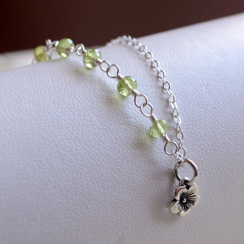 Peridot Necklace with Floral Pendant