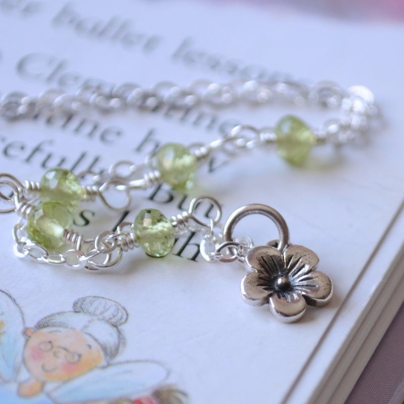 Peridot Necklace with Floral Pendant