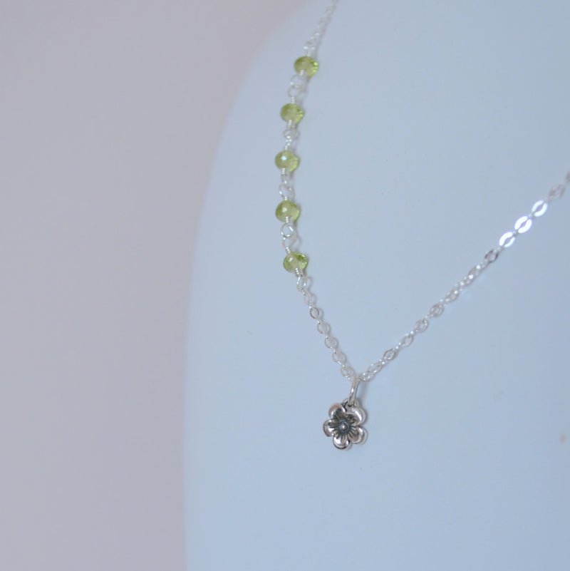 Peridot Necklace with Floral Pendant