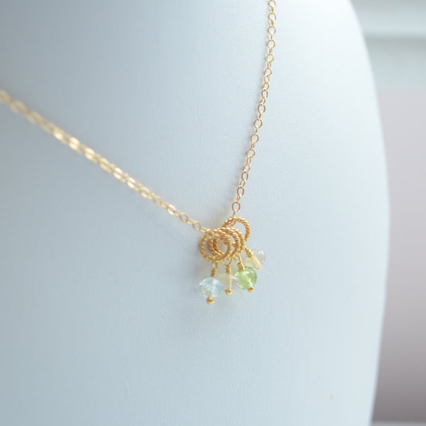 Family Necklace in Gold with Genuine Birthstones