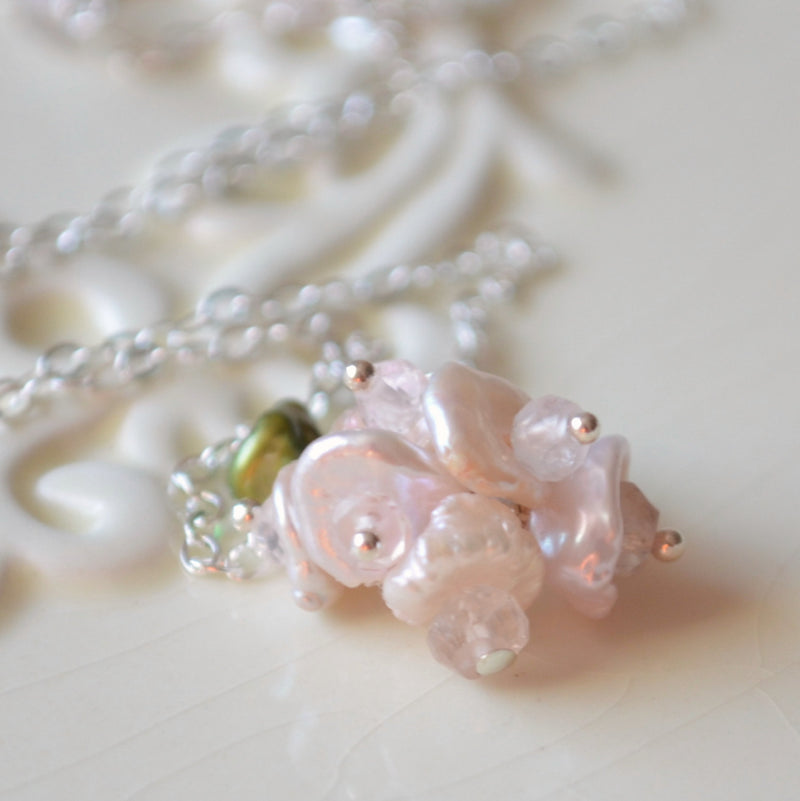 Blush Pink Pearls Flower Girl Necklace