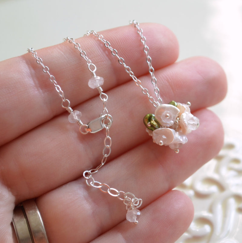 Blush Pink Pearls Flower Girl Necklace