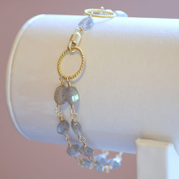 Labradorite Bracelet and Grey Gemstone