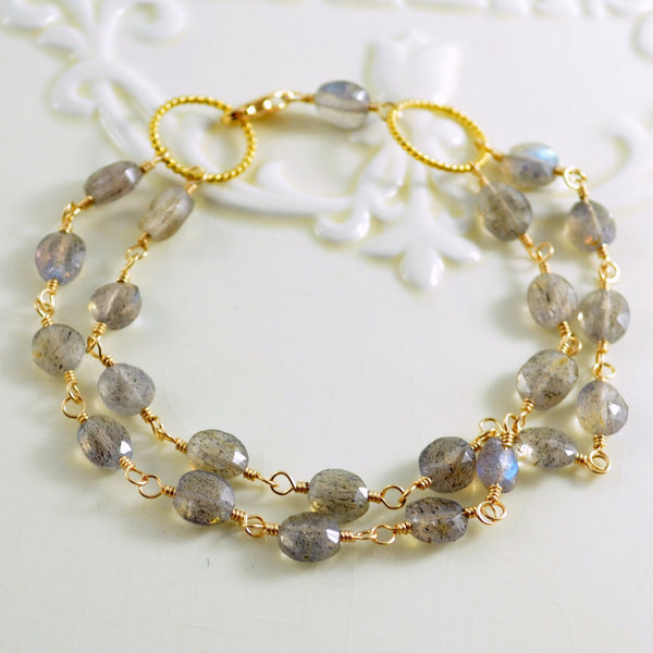 Labradorite Bracelet and Grey Gemstone