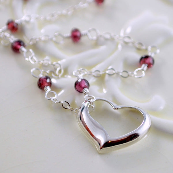 Child's Floating Heart Necklace with Birthstone