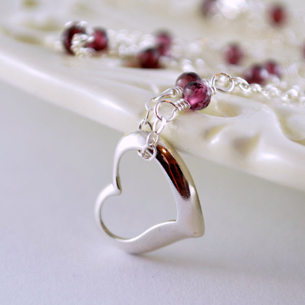 Child's Floating Heart Necklace with Birthstone