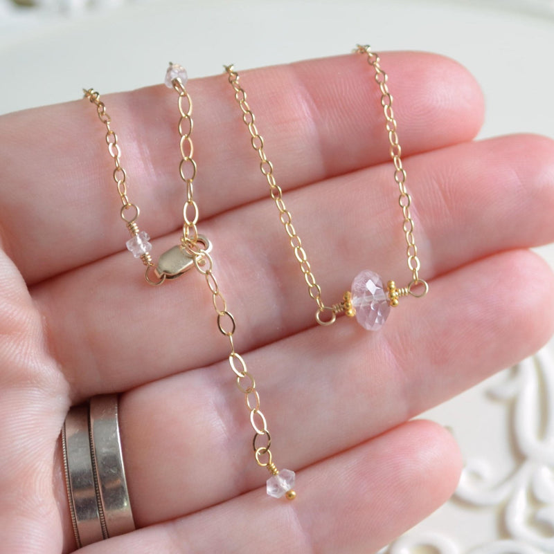 Rose Quartz Choker Necklace, Genuine Blush Pink Gemstone