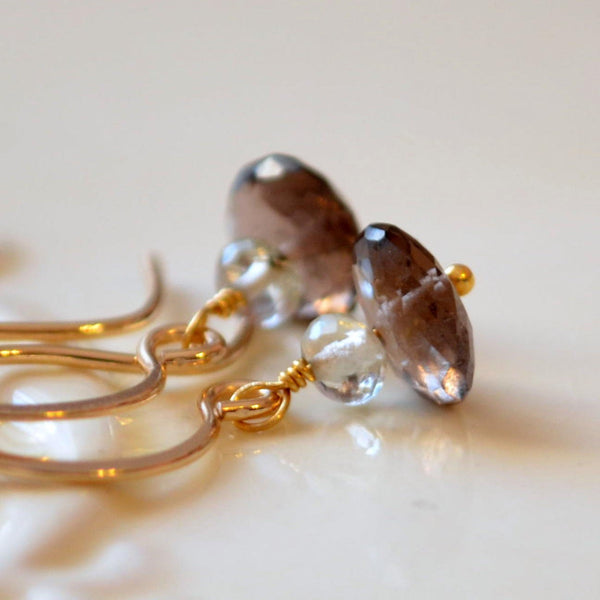 Smoky Quartz Earrings, Green Amethyst Gemstone