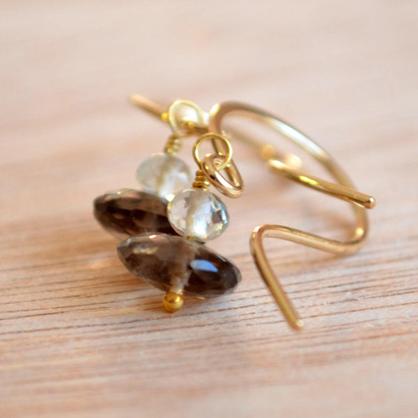 Smoky Quartz Earrings, Green Amethyst Gemstone