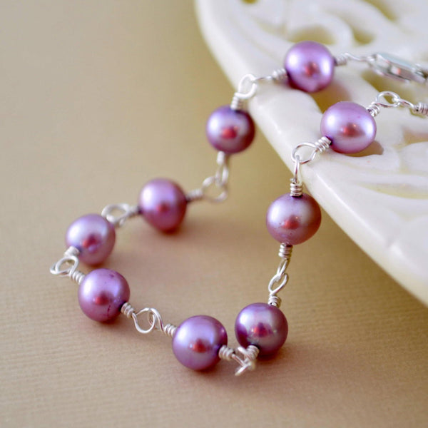 Lavender Pearl Bracelet for Flower Girls