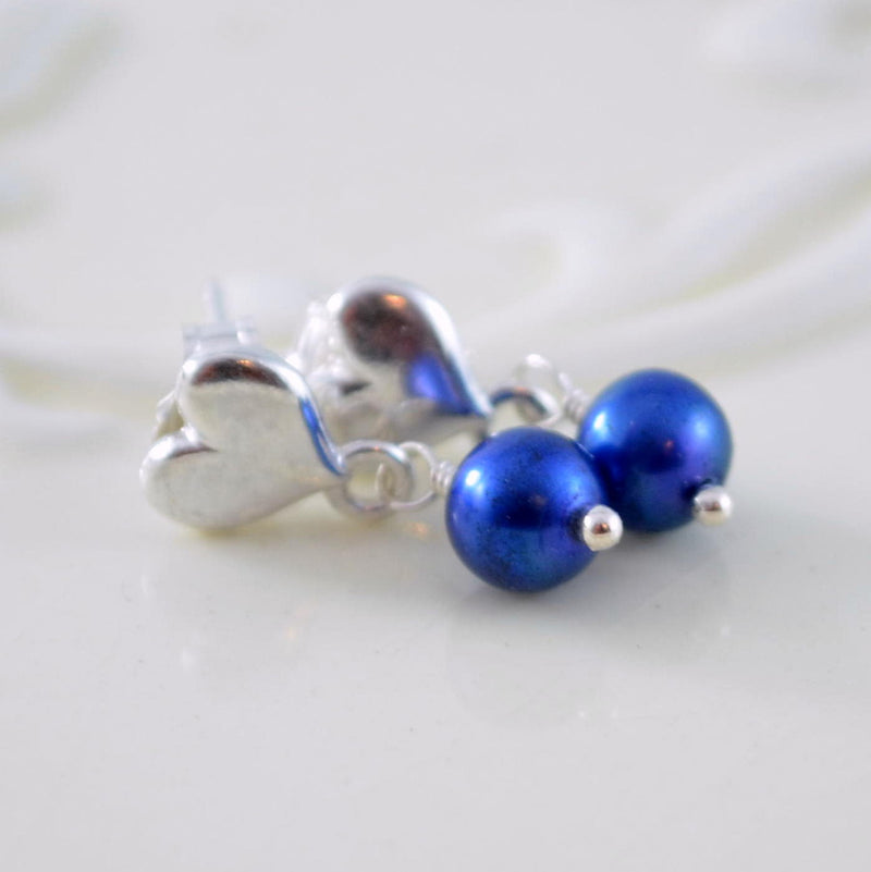 Royal Blue Pearl Dangle Earrings
