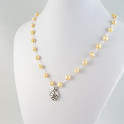 Yellow Pearl Necklace with Easter Pendant