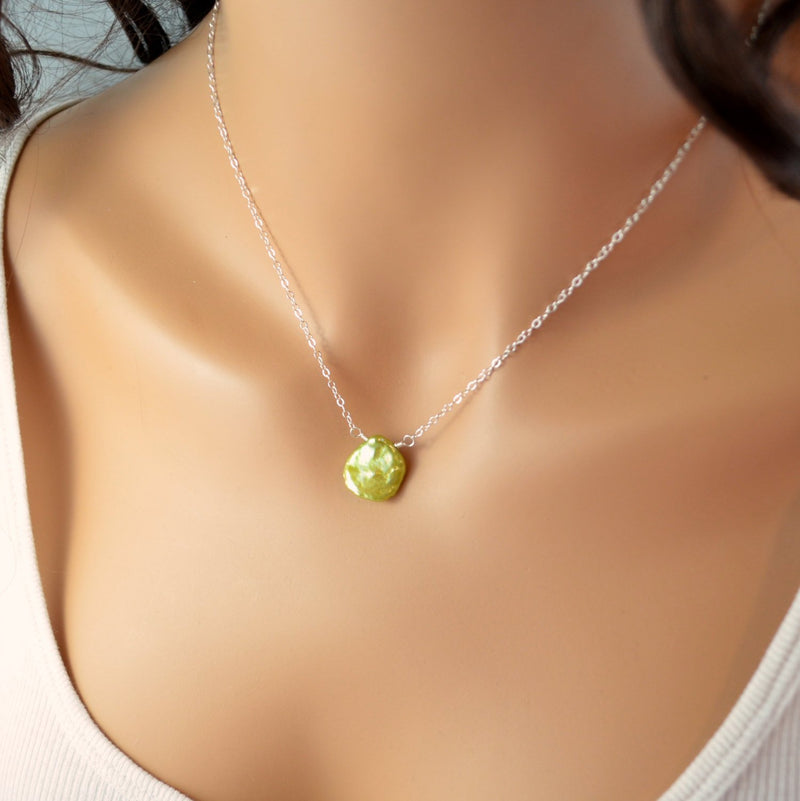 Apple Green Necklace with Keishi Pearl
