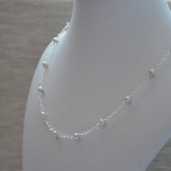 Dainty Silver Pearl Necklace for Girls