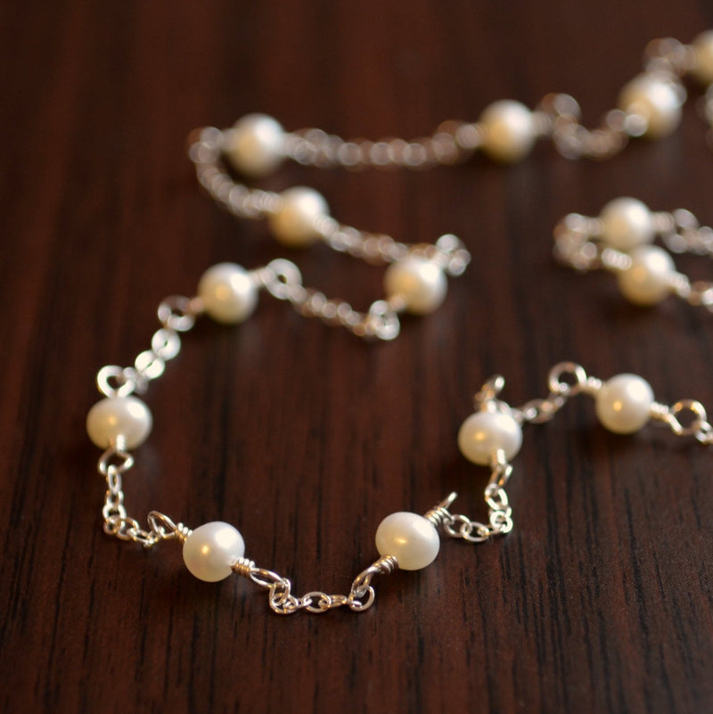 Dainty White Pearl Necklace for Girls