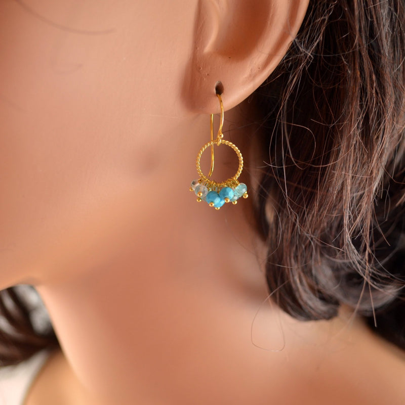 Blue Turquoise Earrings with Genuine Gemstones