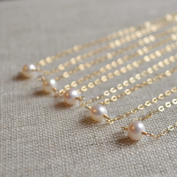 Real Pearl Bridesmaid Choker Necklace in Gold or Sterling Silver