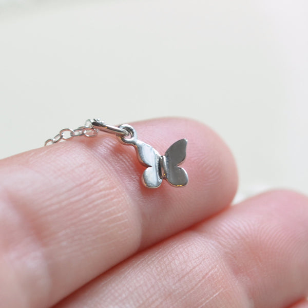 Tiny Butterfly Necklace in Sterling Silver
