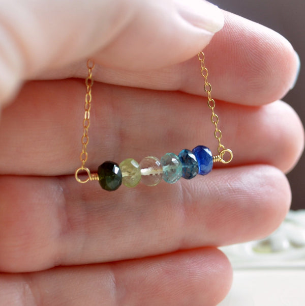 Blue and Green Gemstone Necklace