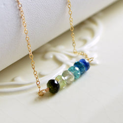 Blue and Green Gemstone Necklace