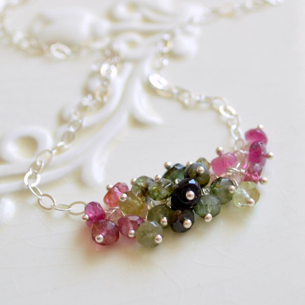 Gemstone Necklace with Tourmaline Cluster