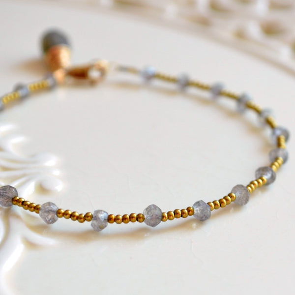 Labradorite Bracelet and Genuine Grey Gemstone