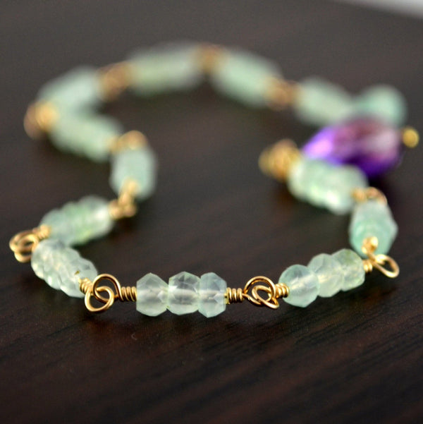 Chalcedony Gemstone Aqua Bracelet