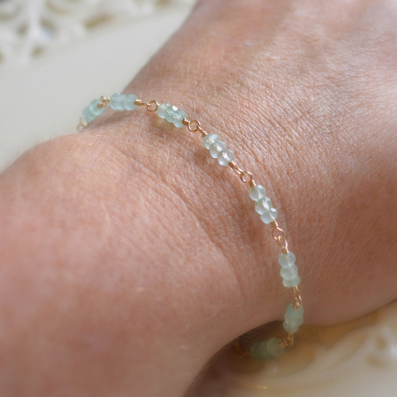 Chalcedony Gemstone Aqua Bracelet