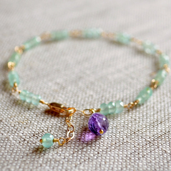 Chalcedony Gemstone Aqua Bracelet