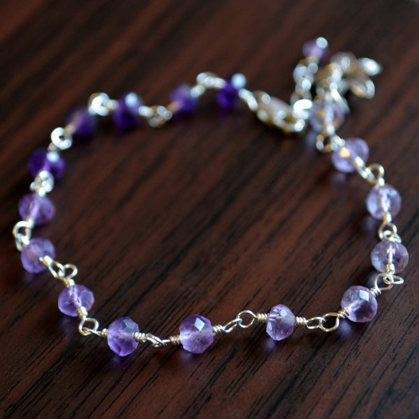 Real Amethyst Bracelet with Shaded Ombre Purple