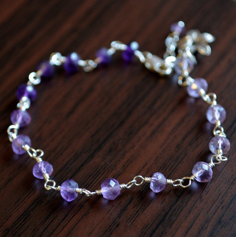 Real Amethyst Bracelet with Shaded Ombre Purple