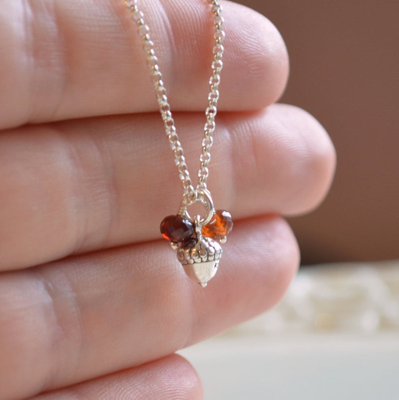 Fall Flower Girl Necklace with Sterling Acorn