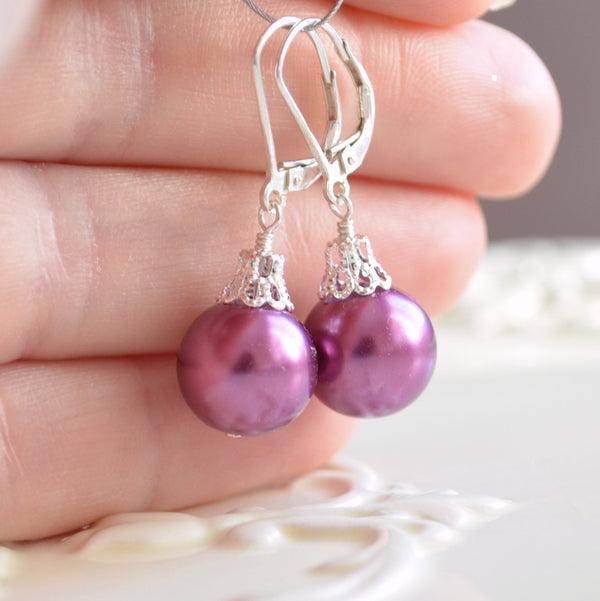 Plum Christmas Earrings