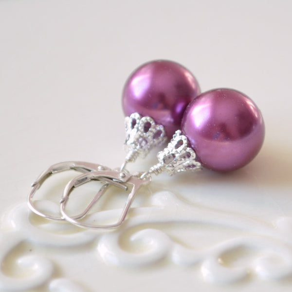 Plum Christmas Earrings