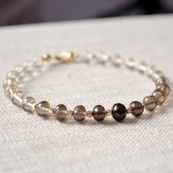 Smoky Quartz Jewelry, Beaded Bracelet