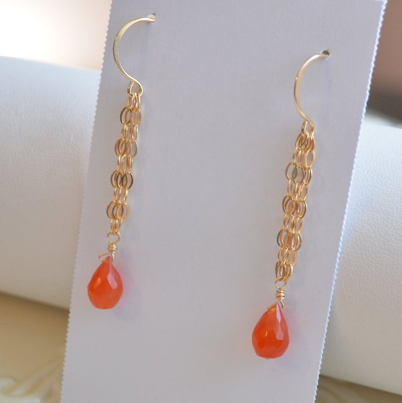 Carnelian Earrings with Orange Gemstone