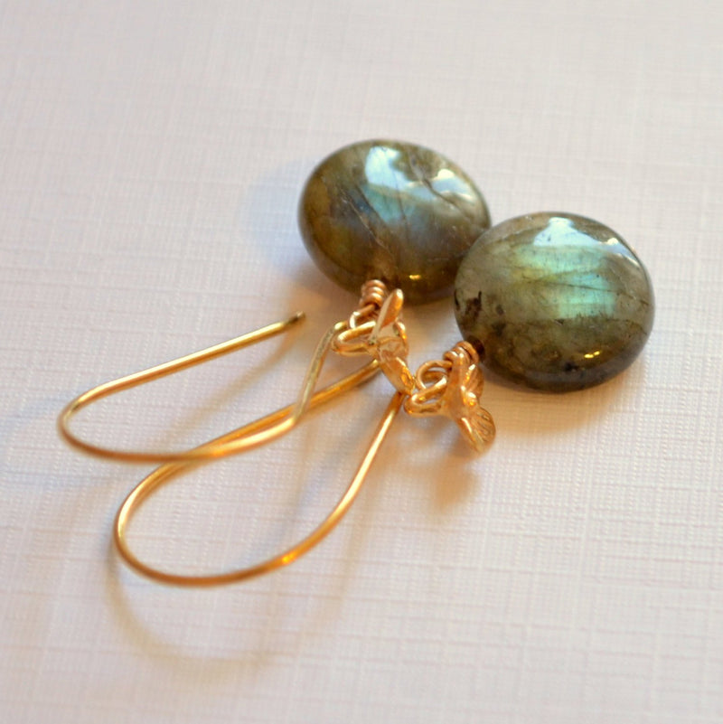 Labradorite Earrings and Smooth Coin Gemstone