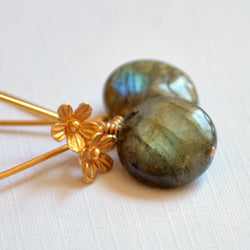 Labradorite Earrings and Smooth Coin Gemstone