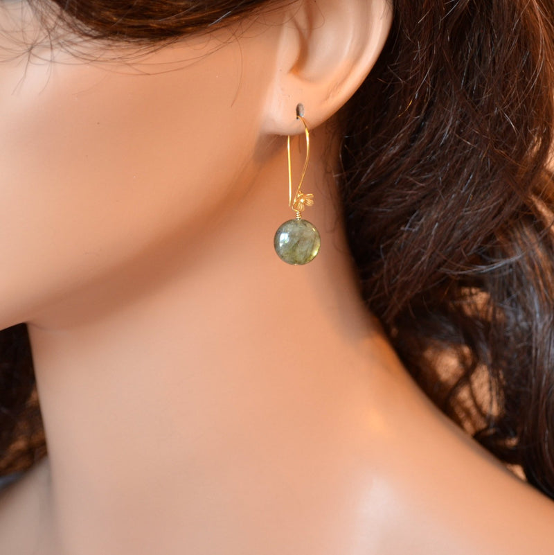 Labradorite Earrings and Smooth Coin Gemstone