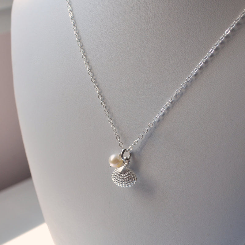 Silver Seashell Necklace for Beach Weddings