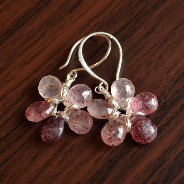 Pink Rutilated Quartz Earrings
