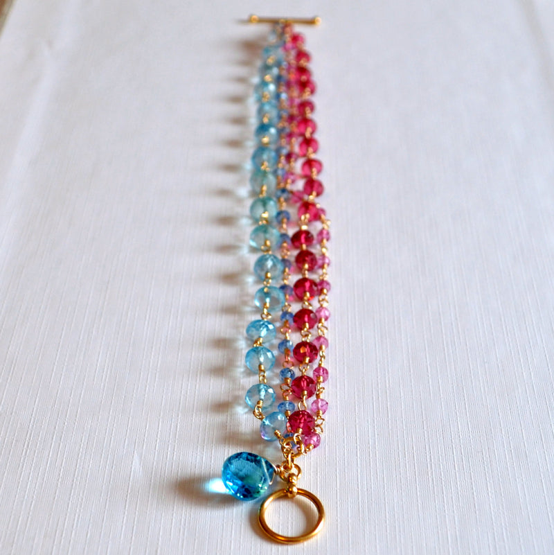 Multi Strand Bracelet in Hot Pink and Blue - Tropical Punch
