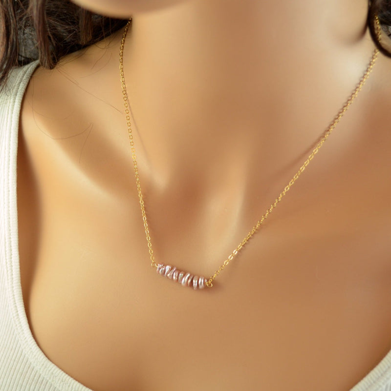 Pink Pearl Necklace with Keishi Pearls